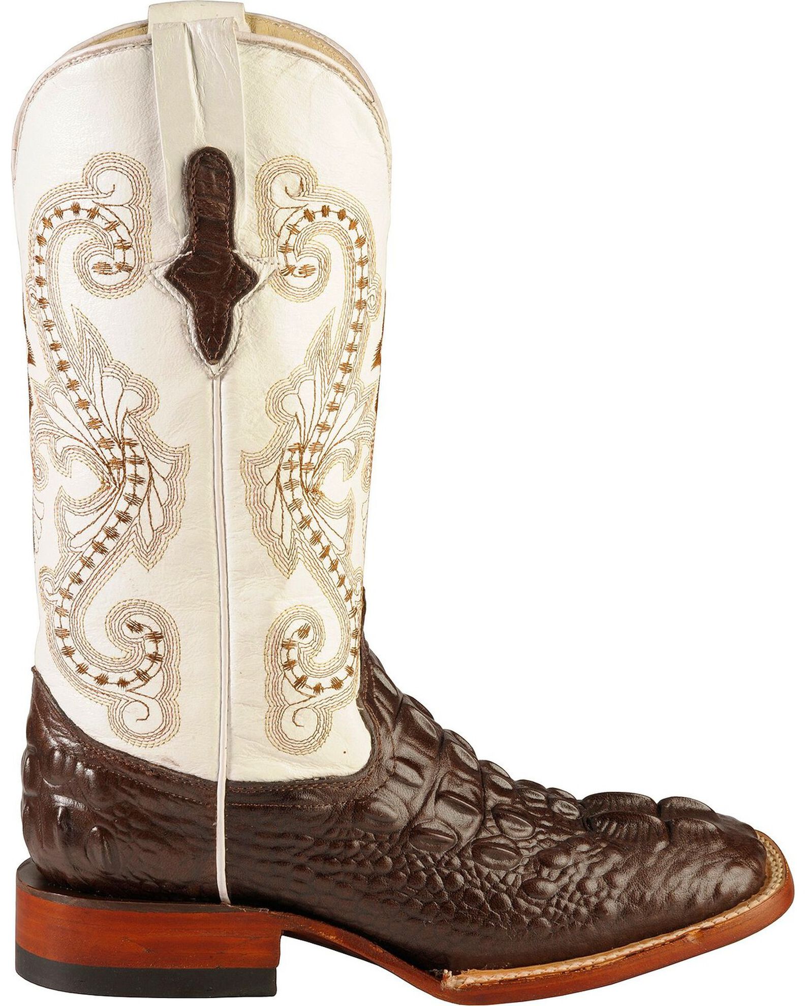 Image #2 - Ferrini Women's Hornback Caiman Print Western Boots - Broad Square Toe, Chocolate, hi-res