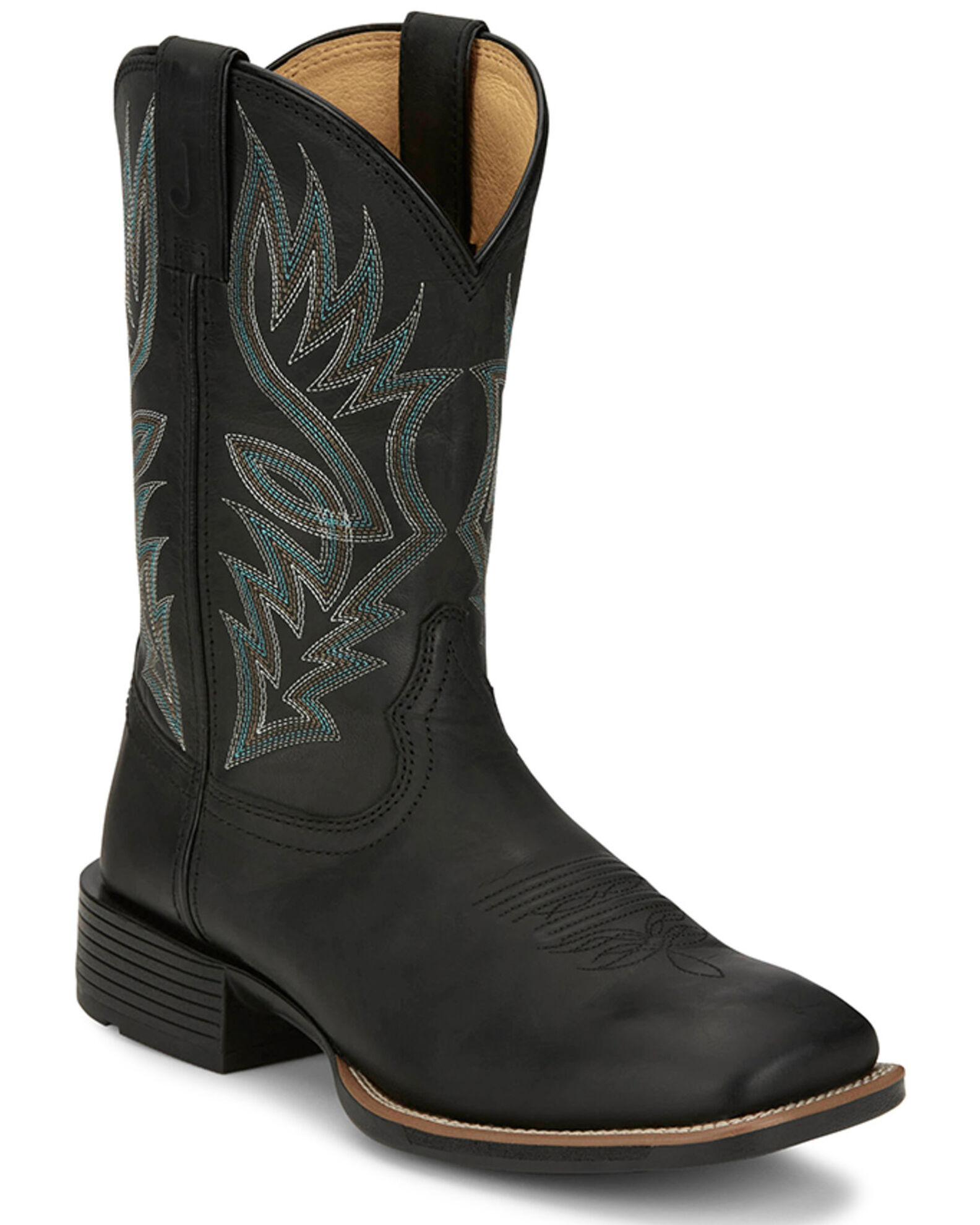 Justin Men s Zeke Performance Western Boots Broad Square Toe Boot Barn