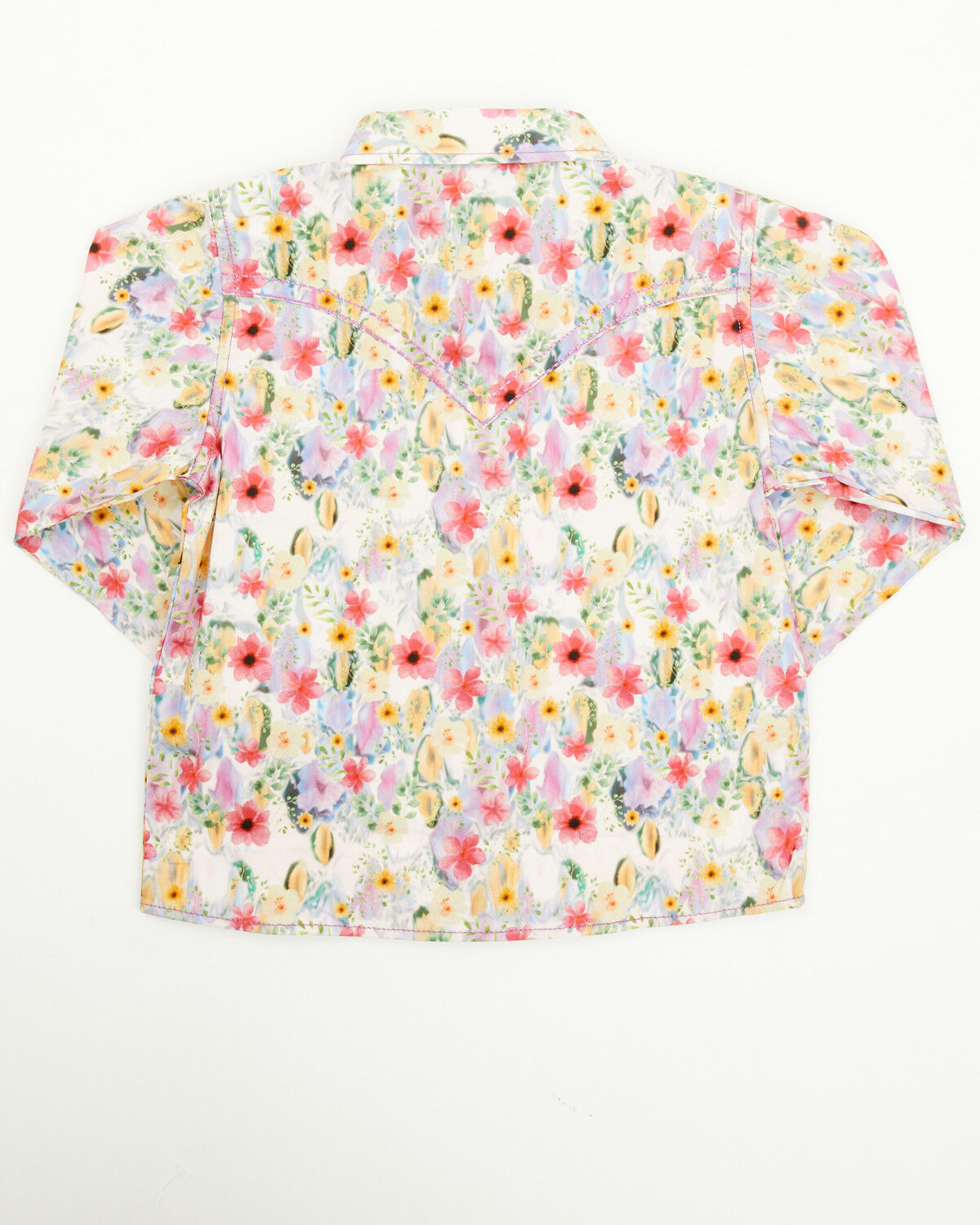 Image #3 - Cowgirl Hardware Toddler Girls' Floral Print Long Sleeve Rhinestone Snap Stretch Western Shirt, Pink, hi-res