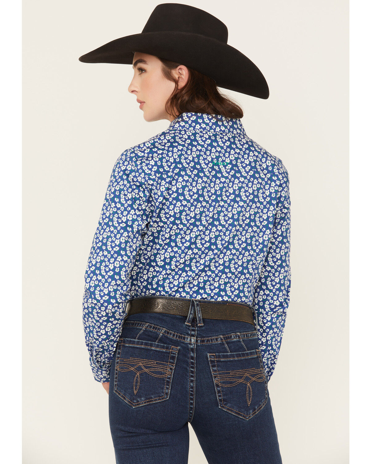 Image #4 - Ariat Women's Kirby Floral Print Long Sleeve Button-Down Stretch Western Shirt, Blue, hi-res