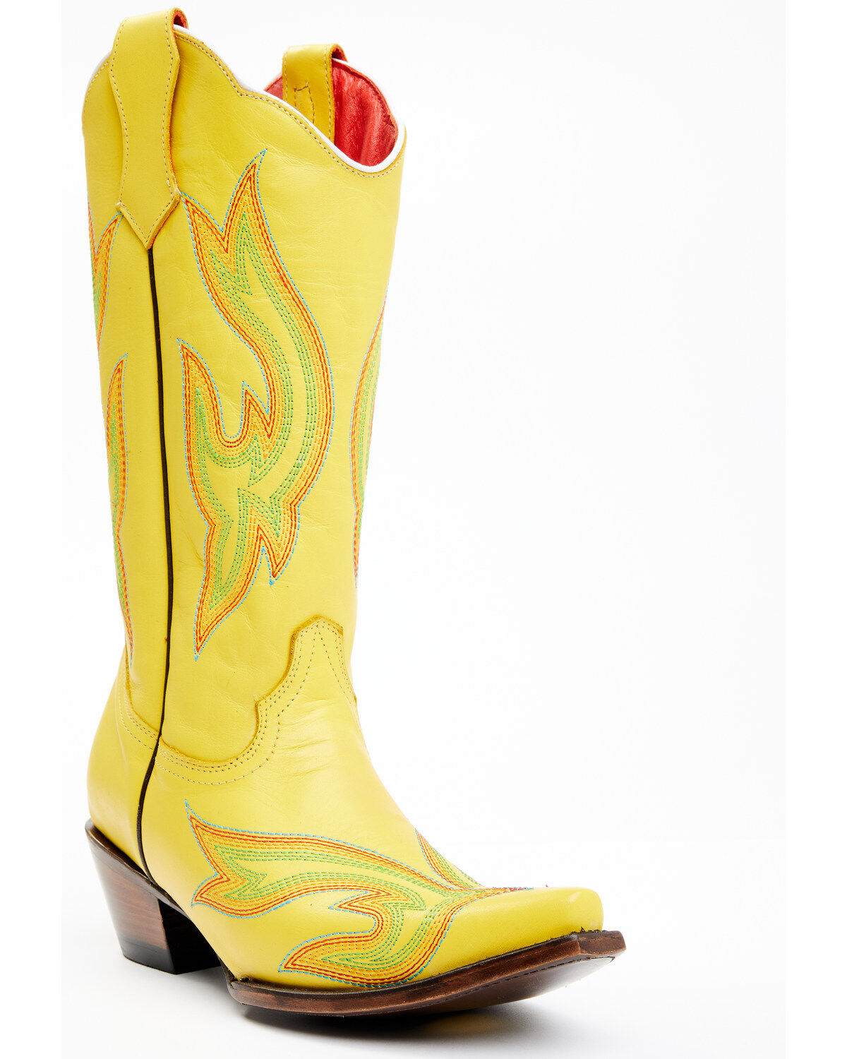 Image #1 - Planet Cowboy Women's Psychedelic Original Soft Western Boots - Snip Toe, Yellow, hi-res