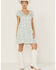Stetson Women's Feather Print Button-Front Dress, Blue, hi-res
