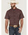 Image #1 - RANK 45® Men's Pick Up Small Plaid Print Short Sleeve Button-Down Western Shirt, Blue, hi-res