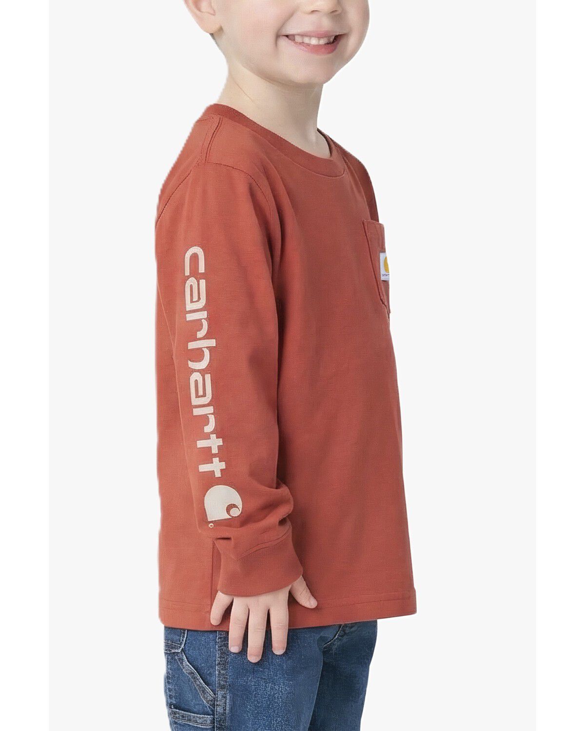 Image #2 - Carhartt Toddler Boys' Pocket Logo Long Sleeve T-Shirt, Red, hi-res