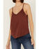 Image #3 - Shyanne Women's Crochet Trim Faux Suede Cami, Brown, hi-res