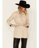 Mauritius Leather Women's Tie Front Prague Leather Shacket, Cream, hi-res