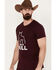 Image #2 - Cody James Men's Desert Bull Skull Short Sleeve Graphic T-Shirt, Burgundy, hi-res