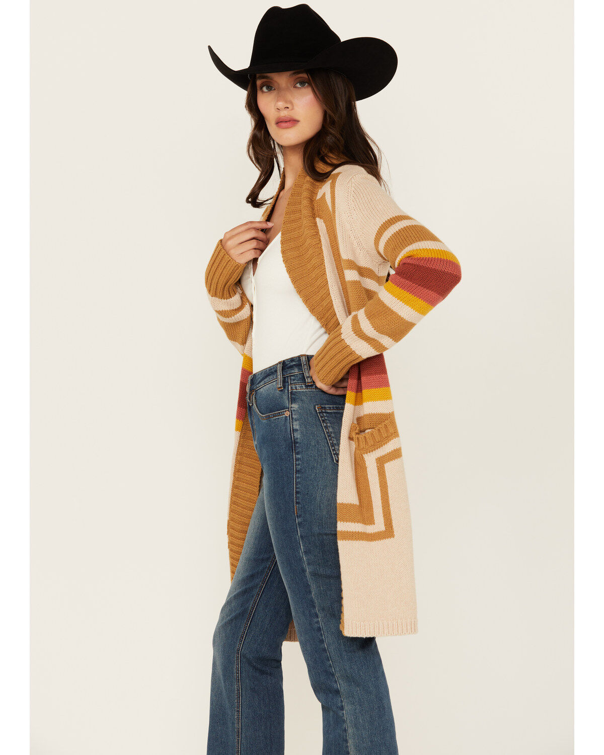 Image #2 - Pendleton Women's Printed Cardigan, Cream, hi-res