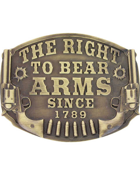 Image #1 - Montanan Silversmiths Men's Right To Bear Arms Belt Buckle , Silver, hi-res