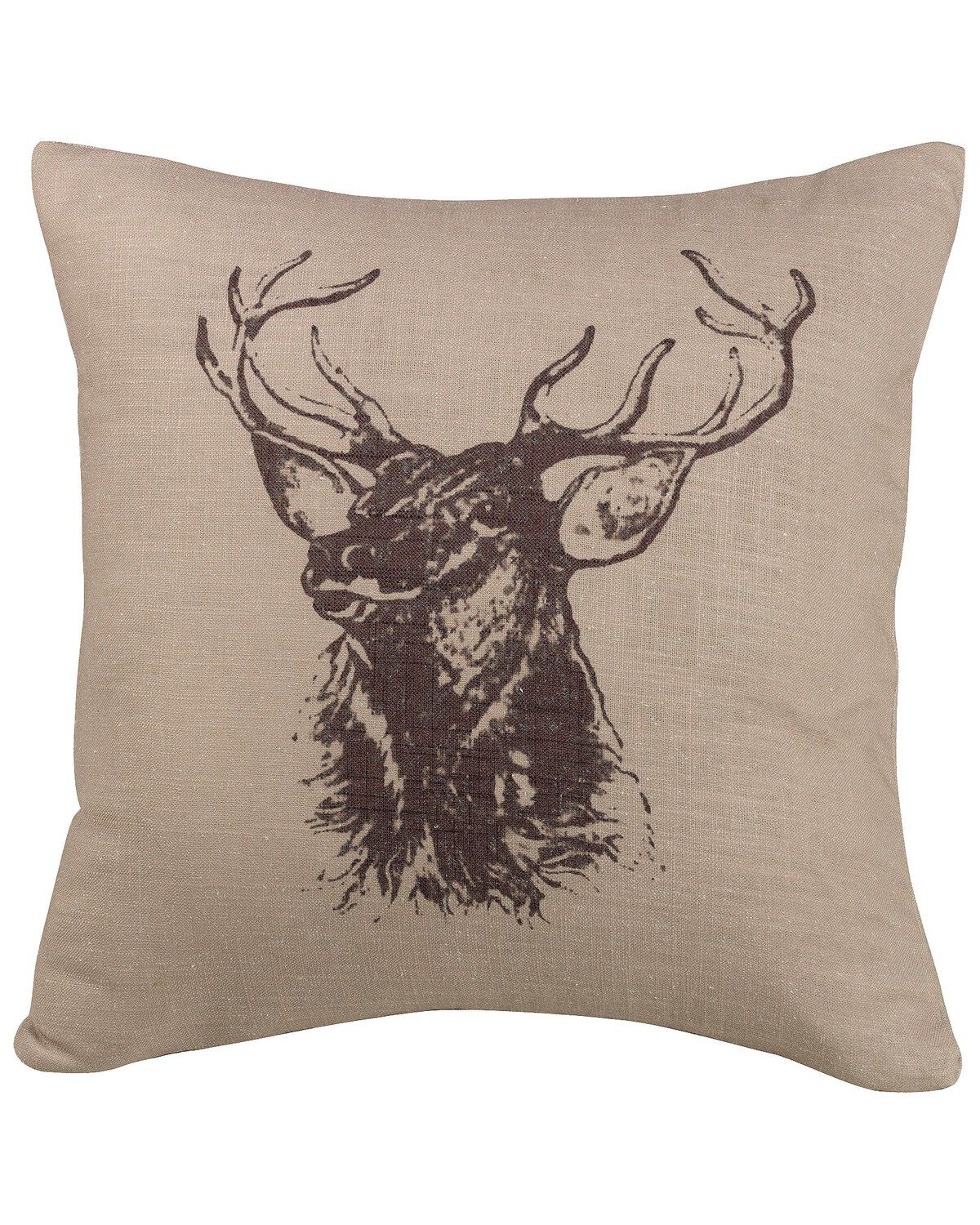 HiEnd Accents Elk Bust Accent Pillow, Beige, hi-res