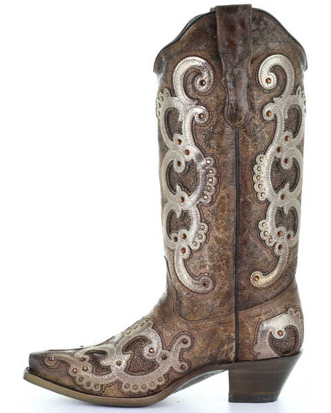 Image #3 - Corral Women's Grey Overlay Western Boots - Snip Toe, , hi-res