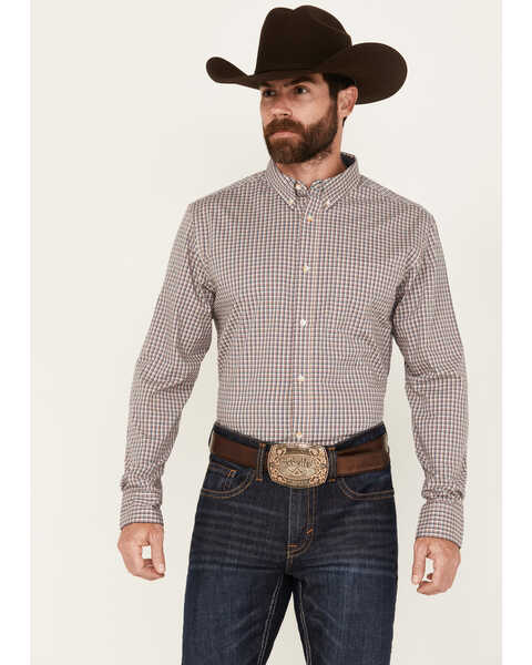 Cody James Men's Rowdy Plaid Print Long Sleeve Button-Down Western Shirt, Tan, hi-res