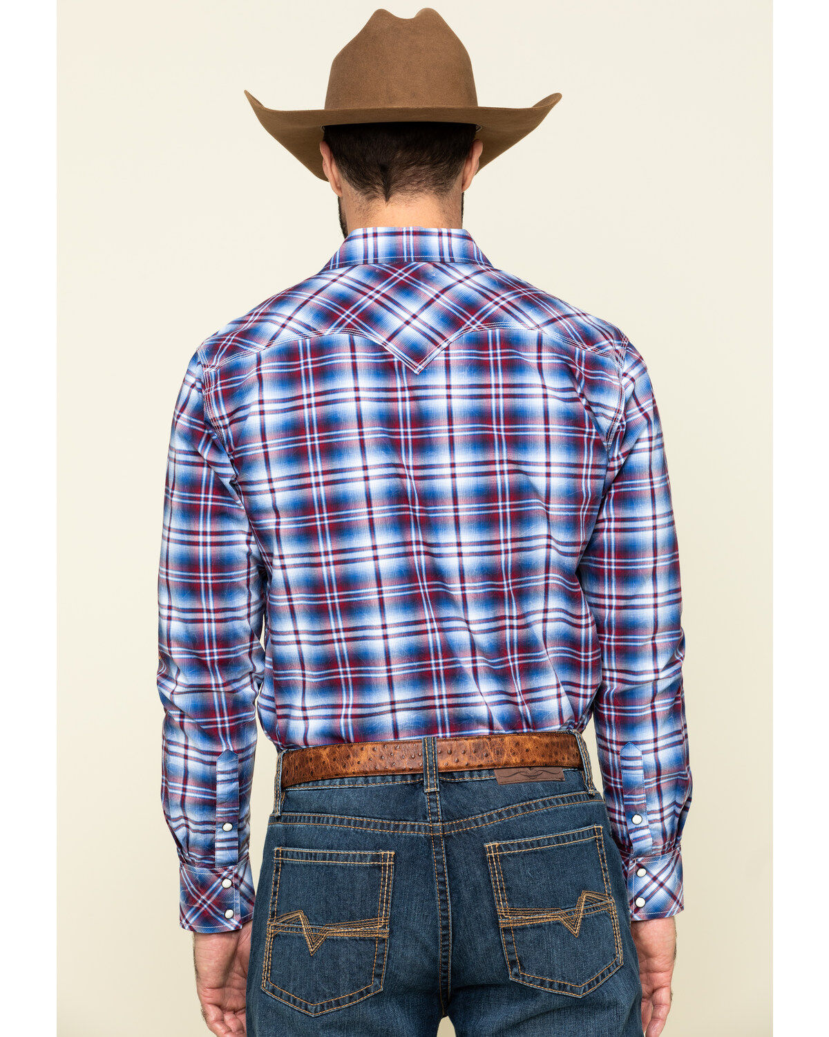 Rock & Roll Denim Men´s Ombre Crinkle Plaid Long Sleeve WesternShirt teamlce.in - Image 3