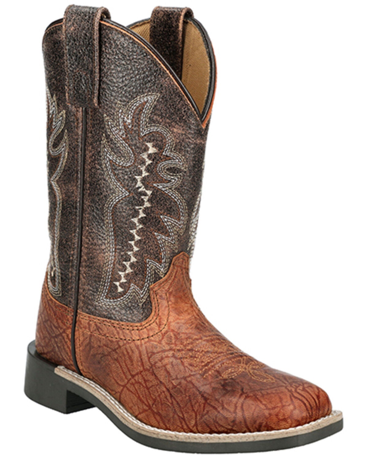 Smoky Mountain Boys' Presley Western Boots - Broad Square Toe, Cognac, hi-res