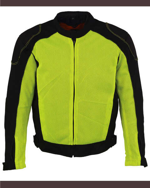 Image #4 - Milwaukee Leather Men's High Visibility Mesh Racer Jacket with Removable Rain Liner - 4X, Bright Green, hi-res
