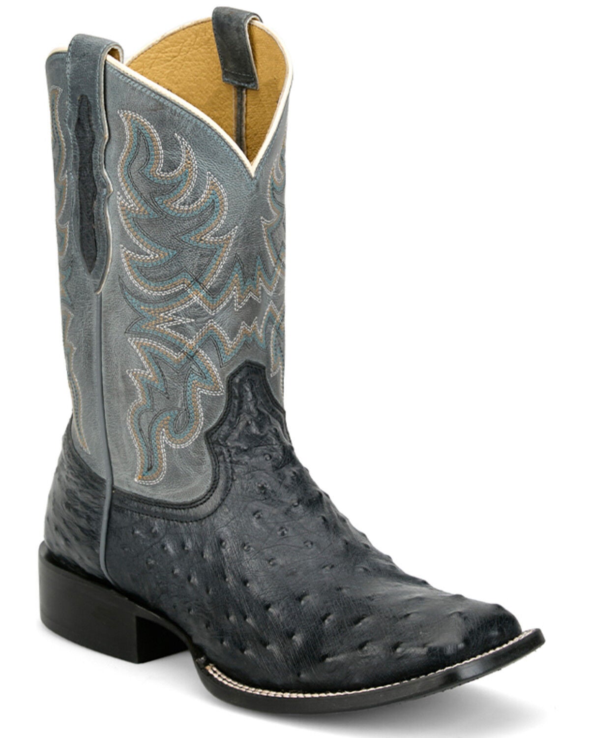 Tony Lama Men's Exotic Full Quill Ostrich Blaine Western Boots - Broad Square Toe, Grey, hi-res