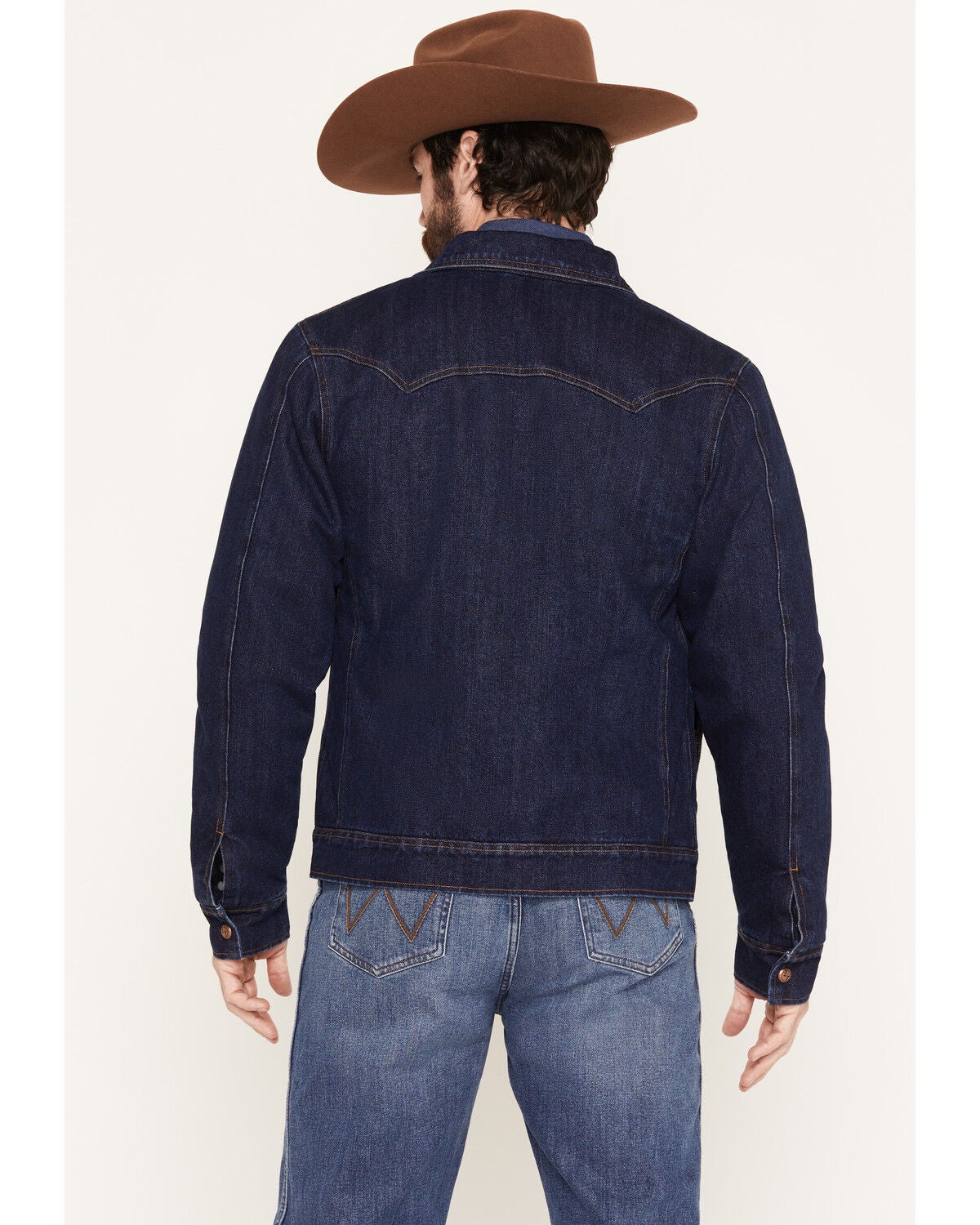 Image #4 - Zach Top X Kimes Ranch Men's Faux Wool Lined Denim Trucker Jacket, Indigo, hi-res
