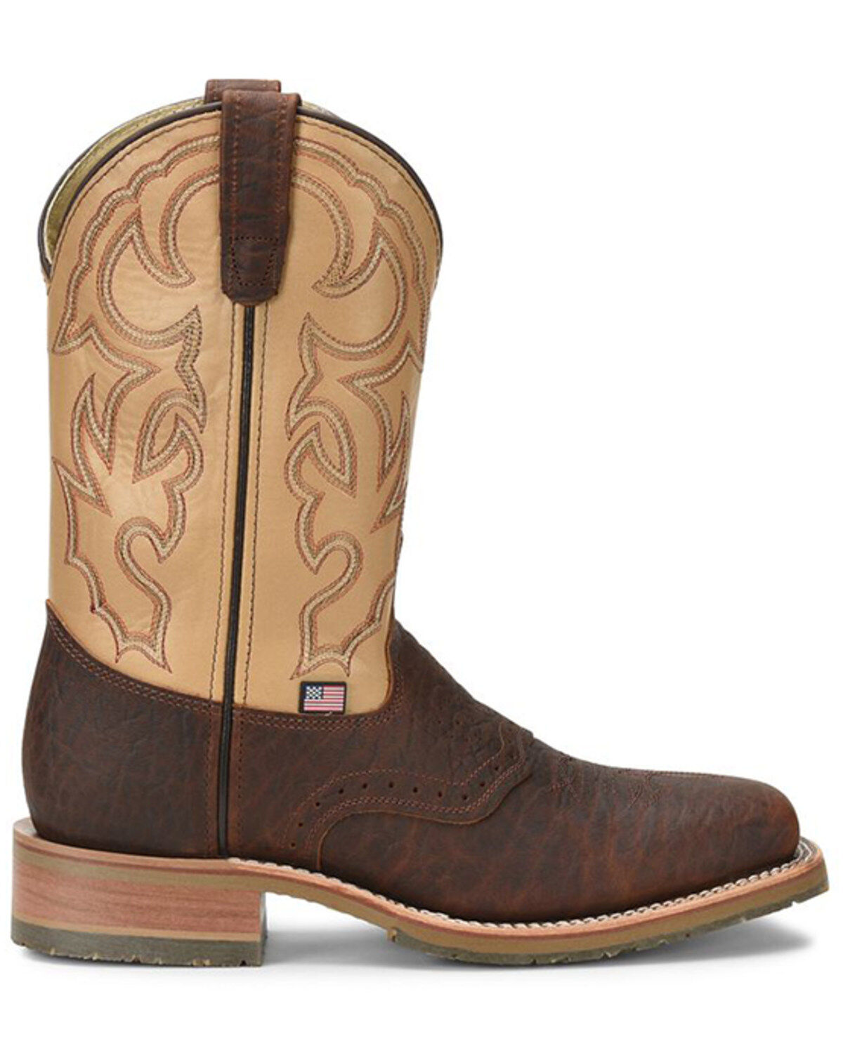 Image #3 - Double-H Men's Square Steel Toe Western Boots, Bison, hi-res