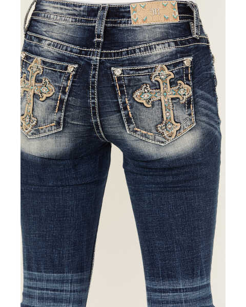 Image #2 - Miss Me Women's Dark Wash Cross Pocket Mid Rise Bootcut Stretch Denim Jeans , Dark Wash, hi-res