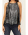 Image #3 - Idyllwind Women's Prescott Foiled Faux Suede Fringe Tank, Black, hi-res