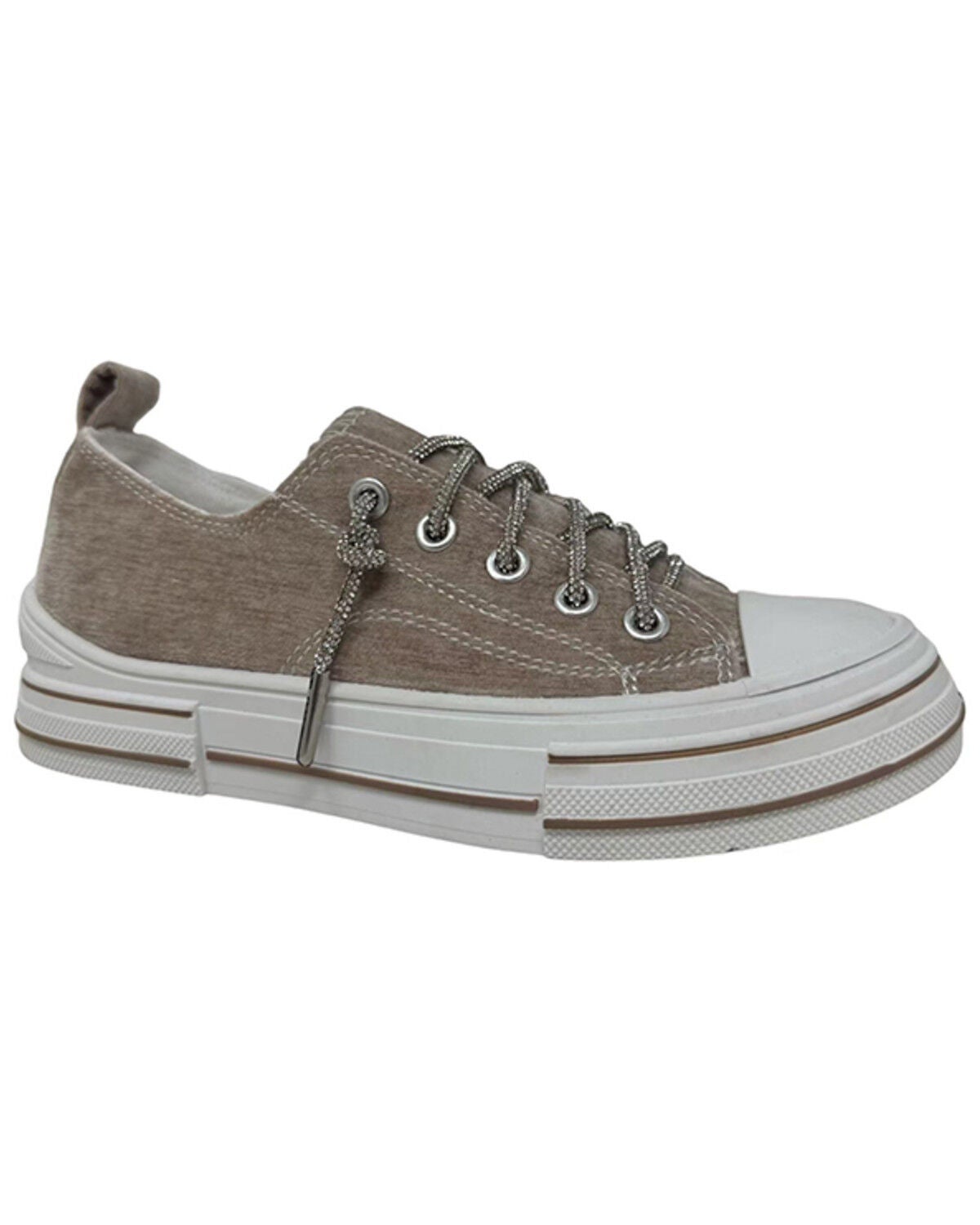 Very G Women's Aman Velvet Casual Sneakers, Nude, hi-res
