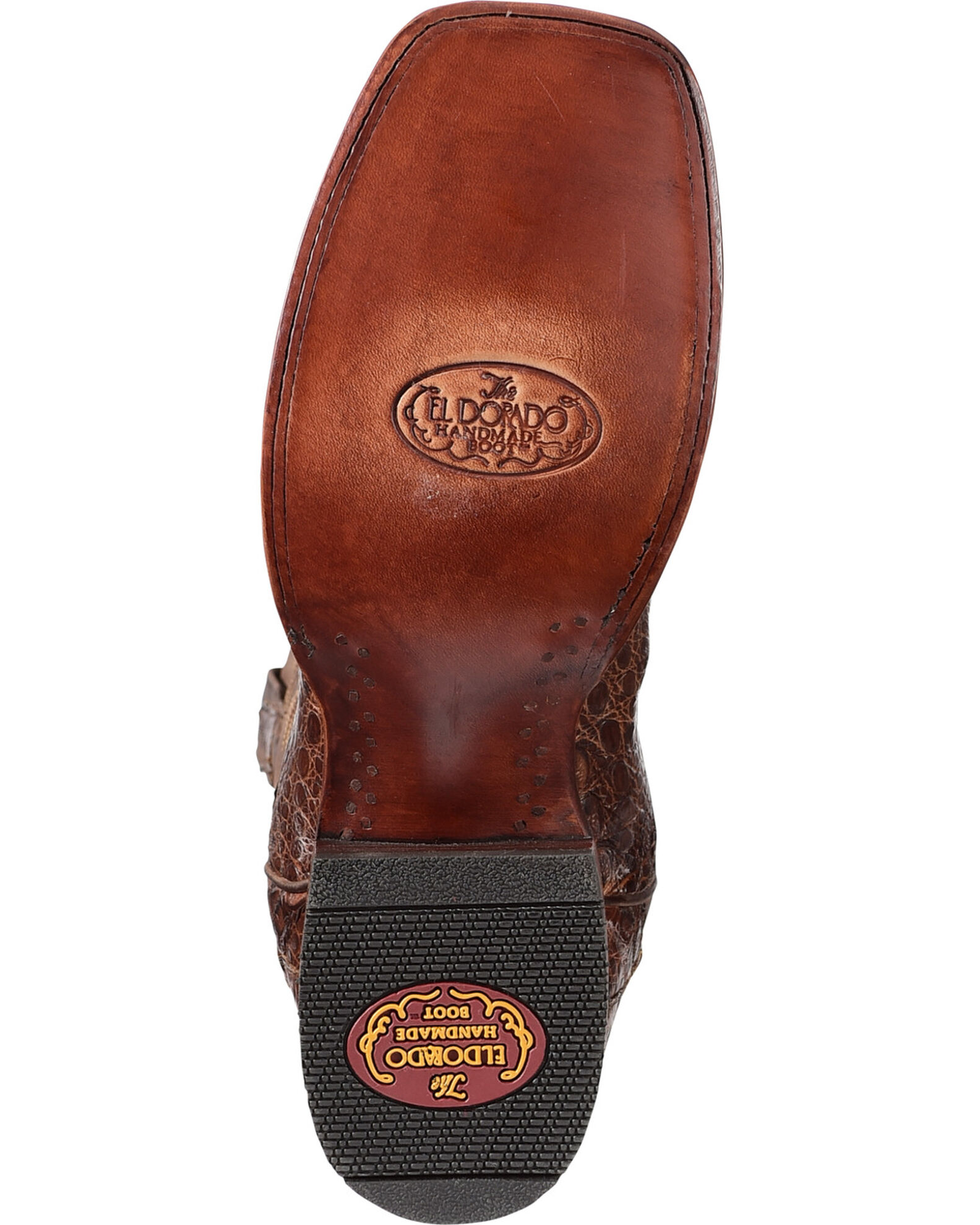 Image #5 - El Dorado Men's Handmade Caiman Belly Stockman Boots - Broad Square Toe, Bronze, hi-res