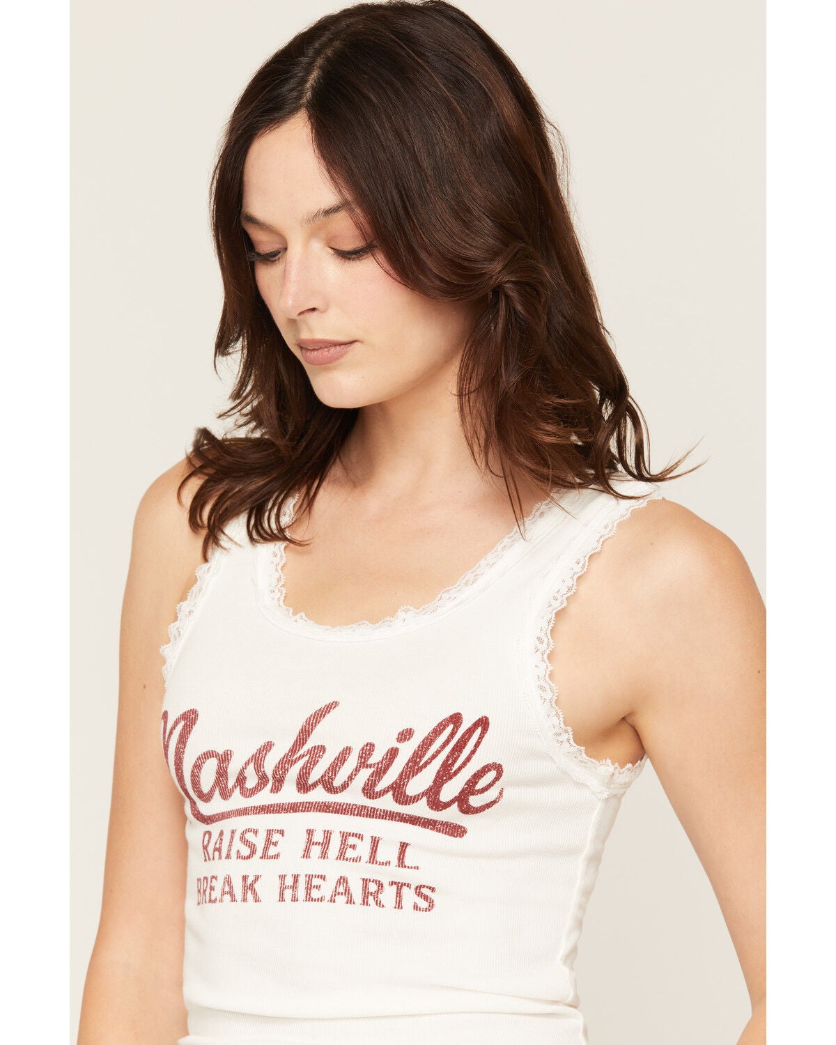 Image #2 - Blue Life Women's Nashville Lace Tank, Cream, hi-res