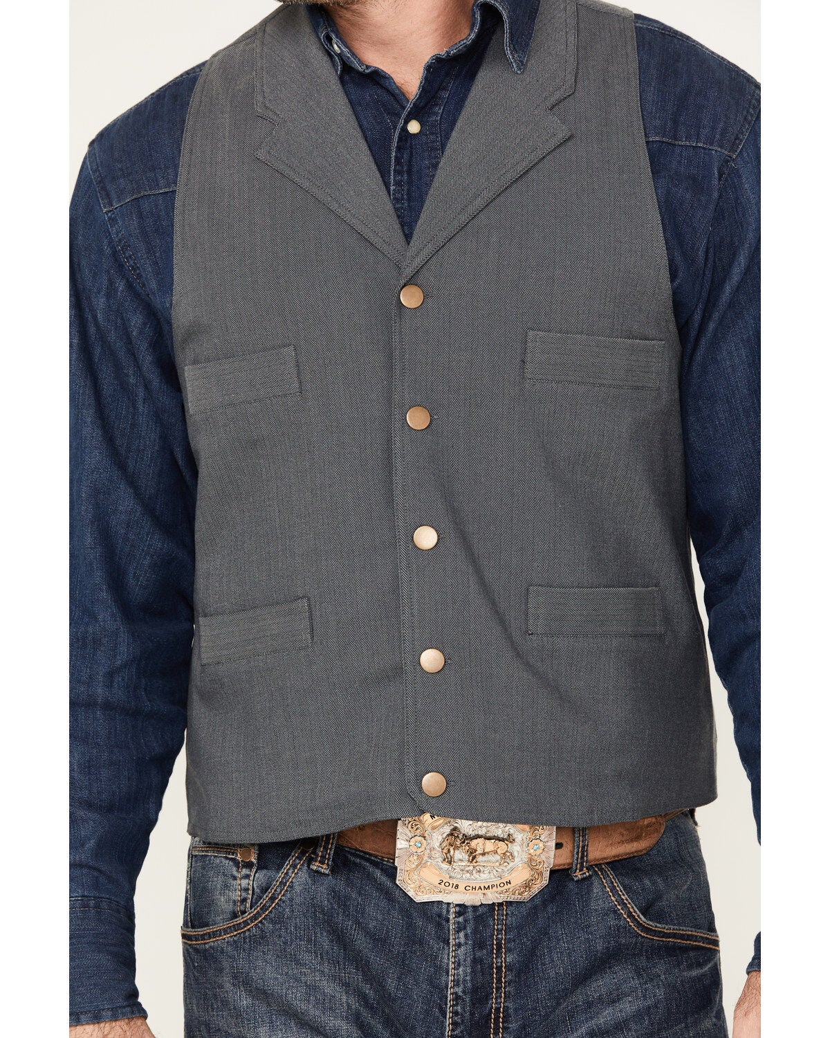 Image #3 - Scully Men's Ranchwear Vest, Charcoal, hi-res