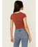 Image #4 - Shyanne Women's Floral Jacquard Short Sleeve Top, Mauve, hi-res