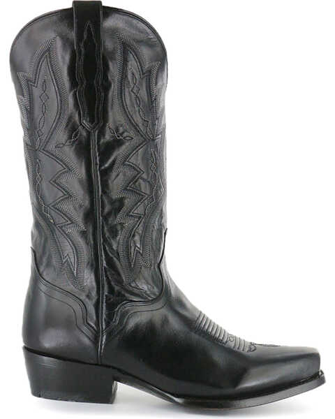 El Dorado Handmade Vanquished Calf Cowboy Boots - Square Toe, Black, hi-res