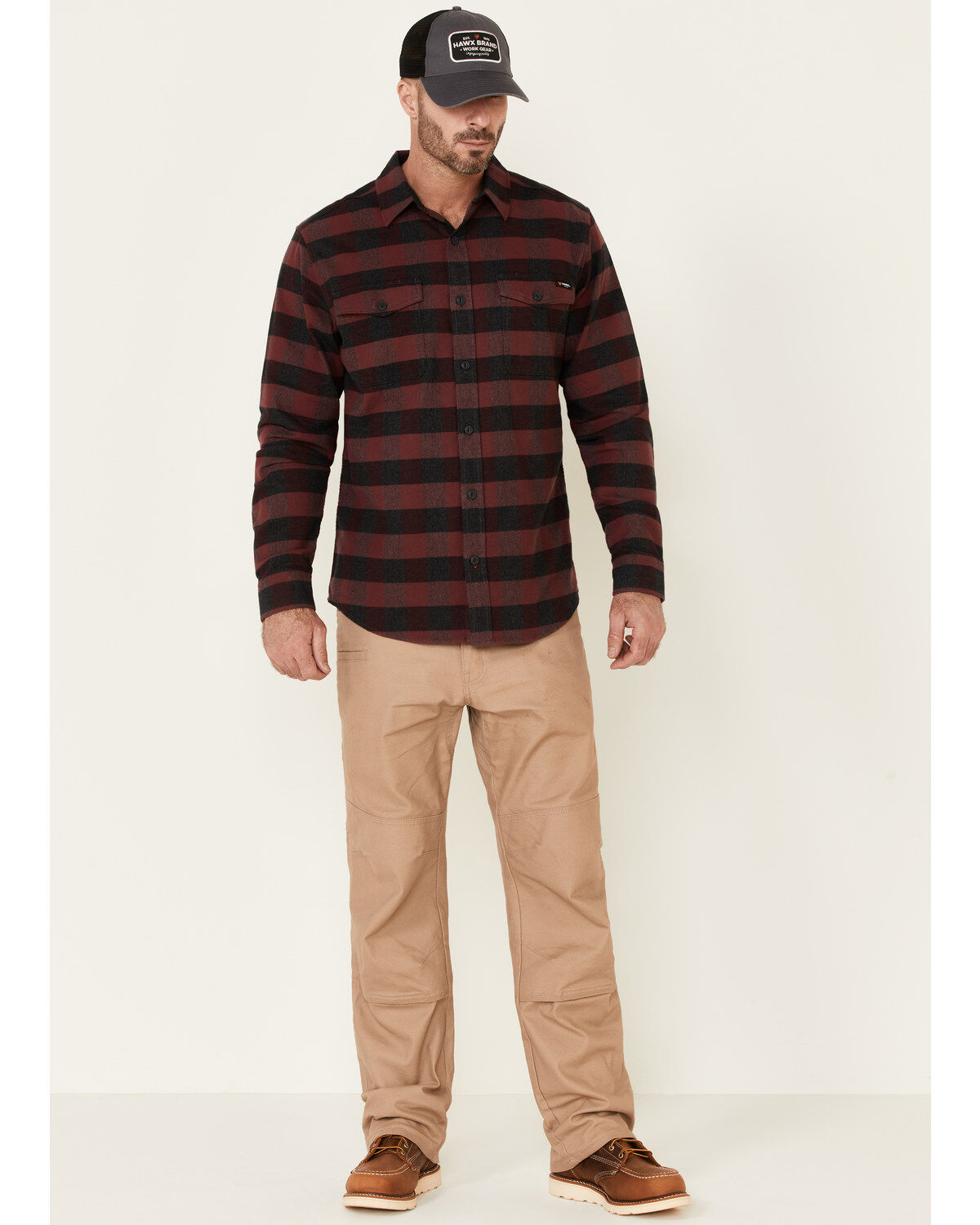 Image #2 - Hawx Men's Harris Stretch Plaid Print Long Sleeve Button Down Work Flannel Shirt - Tall, , hi-res