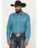 Image #1 - Roper Men's Amarillo Geo Print Long Sleeve Pearl Snap Western Shirt, Teal, hi-res