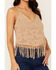 Image #3 - Shyanne Women's Hankie Hem Fringe Sweater Tank, Taupe, hi-res