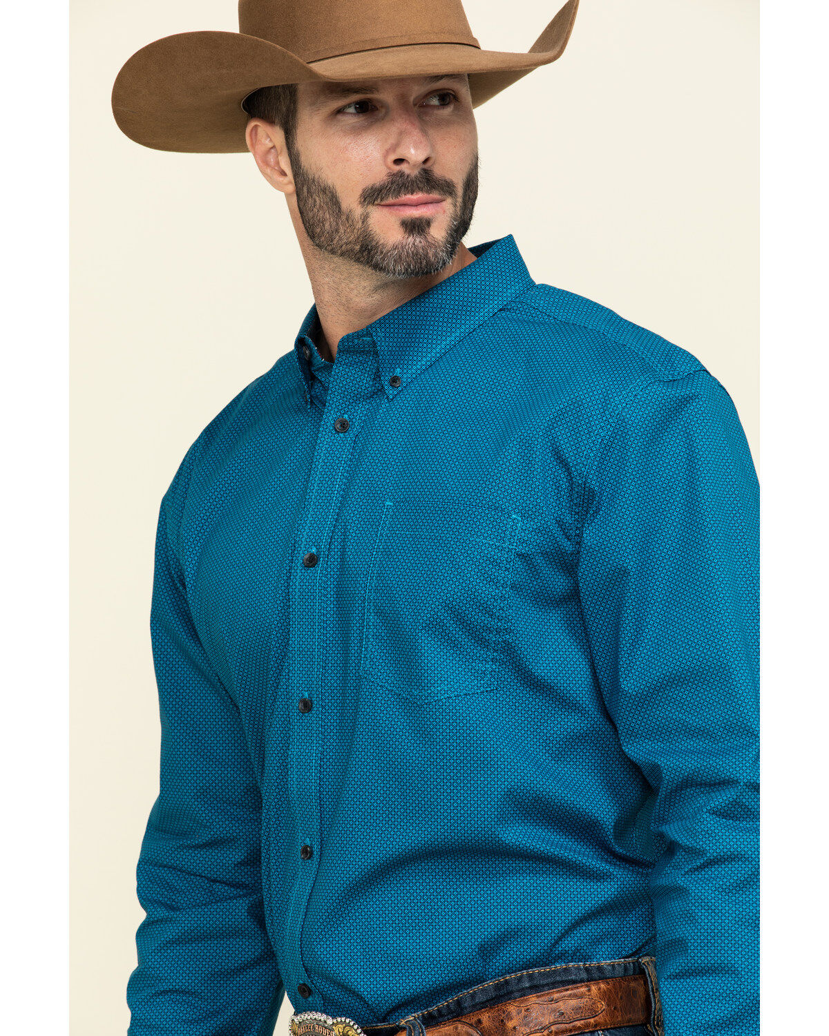 Image #3 - Cody James Core Men's Ringfield Micro Geo Print Long Sleeve Western Shirt, , hi-res