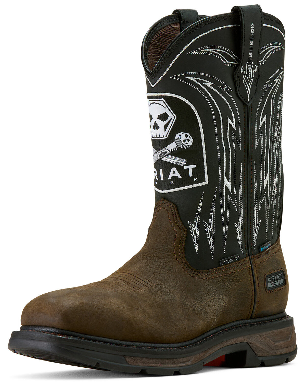 Image #2 - Ariat Men's WorkHog® XT Bolt Skull Waterproof Work Boots - Carbon Toe, Brown, hi-res