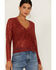 Beyond The Radar Women's Bossa Nova Lace Button Front Blouse, Rust Copper, hi-res
