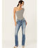 Image #3 - Miss Me Women's Light Wash Mid Rise Dreamcatcher Pocket Bootcut Stretch Denim Jeans, Light Wash, hi-res