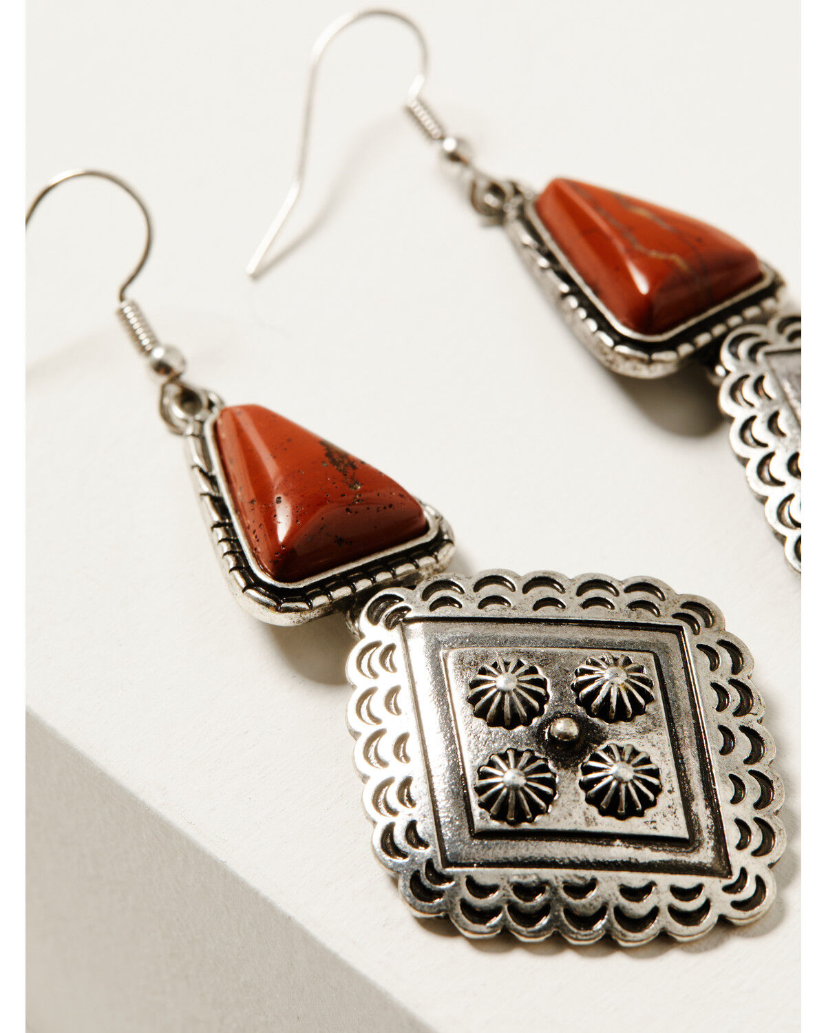 Image #2 - Shyanne Women's Desert Rose Antique Diamond Stamped Earrings, Silver, hi-res