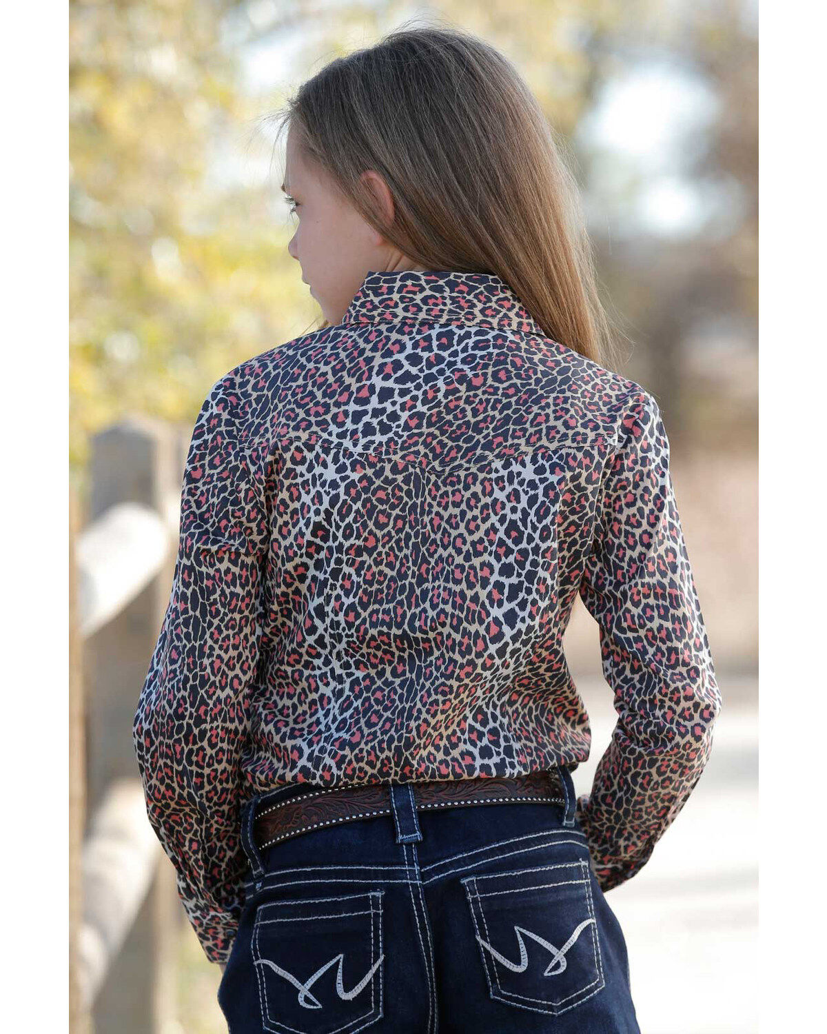Image #2 - Cruel Girl Girls' Beige Leopard Print Long Sleeve Western Shirt, , hi-res