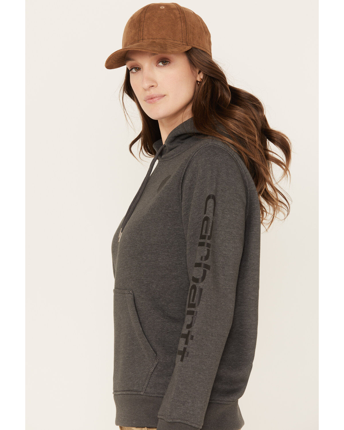 Image #2 - Carhartt Women's Clarksburg Graphic Sleeve Pullover Sweatshirt Hoodie, Black, hi-res