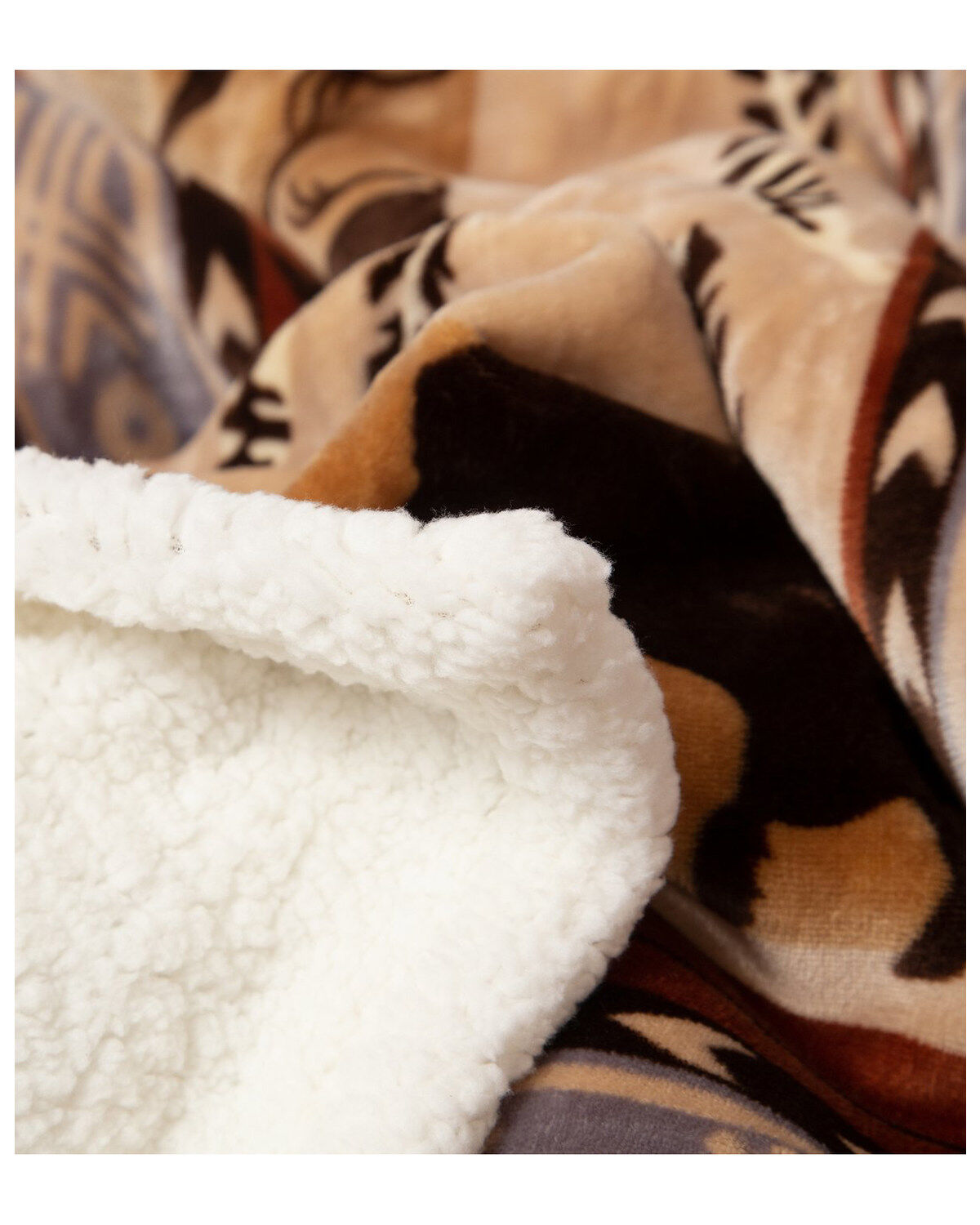 Image #3 - Carstens Home Wrangler Buffalo Southwestern Sherpa Fleece Throw Blanket, Blue, hi-res