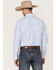 George Strait by Wrangler Men's Striped Long Sleeve Button Down Western Shirt , Blue, hi-res