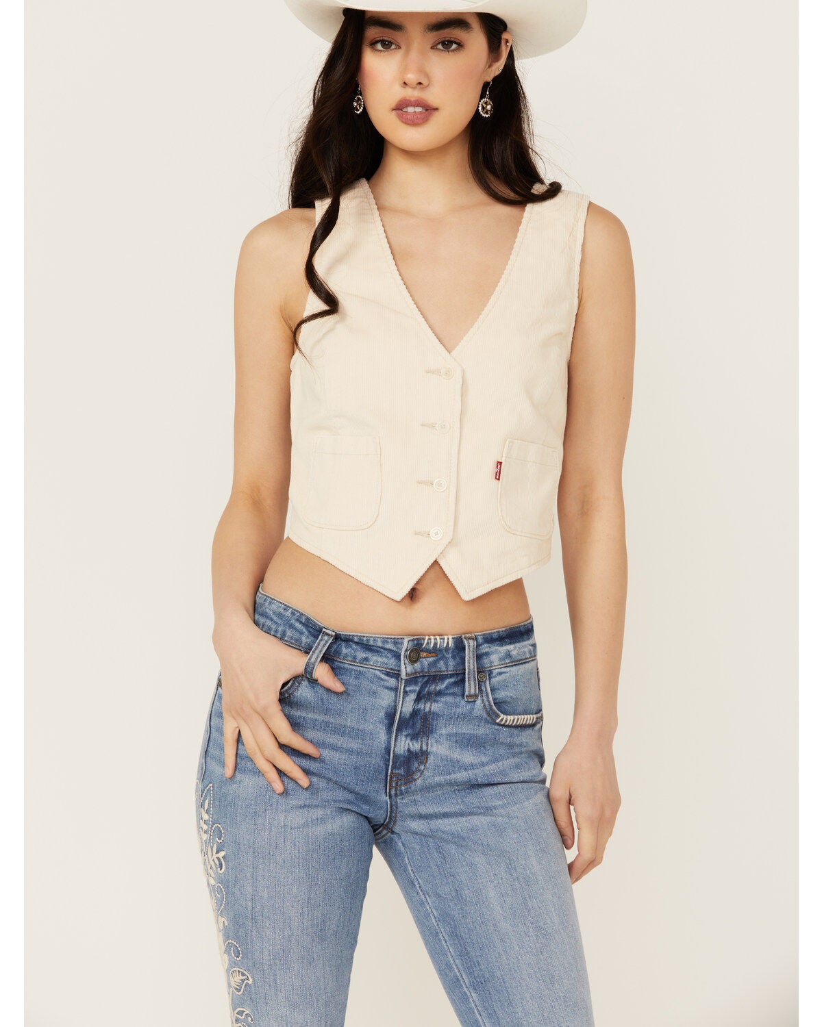 Levi's Women's Corduroy Tailored Vest, Cream, hi-res