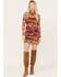 Rock & Roll Denim Women's Mesh Printed Long Sleeve Dress, Rust Copper, hi-res