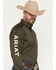 Image #2 - Ariat Men's Logo Solid Twill Long Sleeve Button-Down Western Shirt, Olive, hi-res