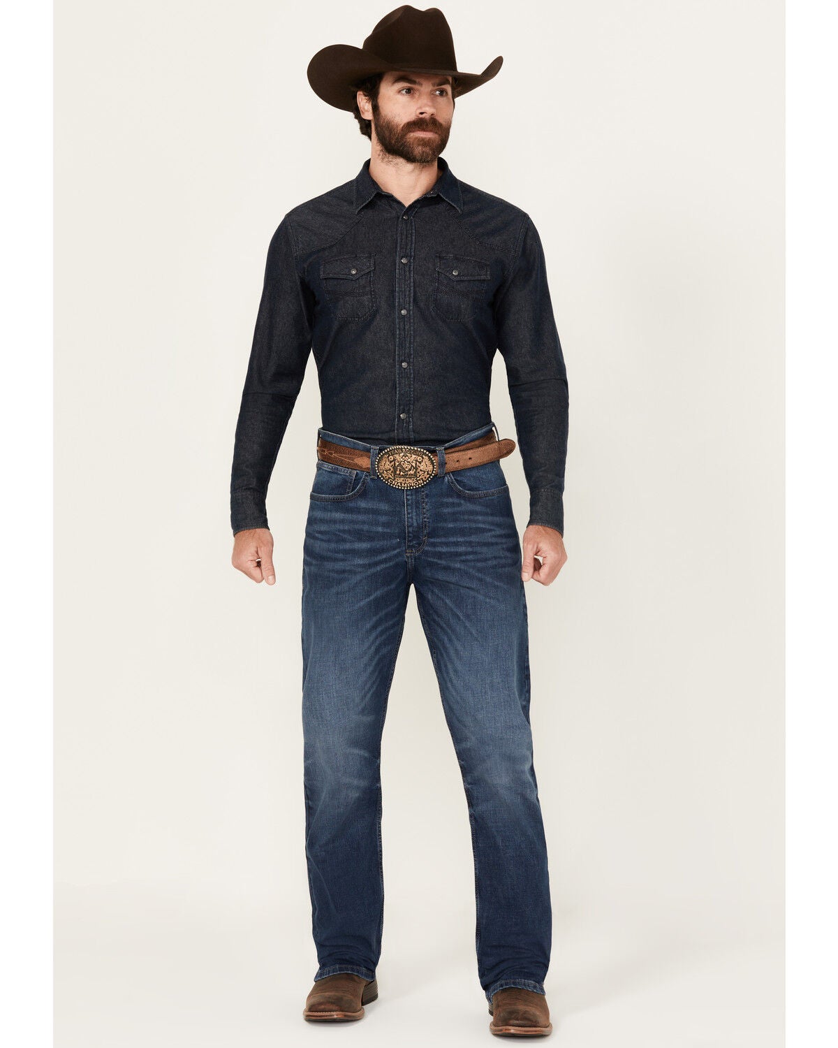 Wrangler 20X Men's Medium Wash Harper Slim Bootcut Stretch Denim Jeans, Medium Wash, hi-res