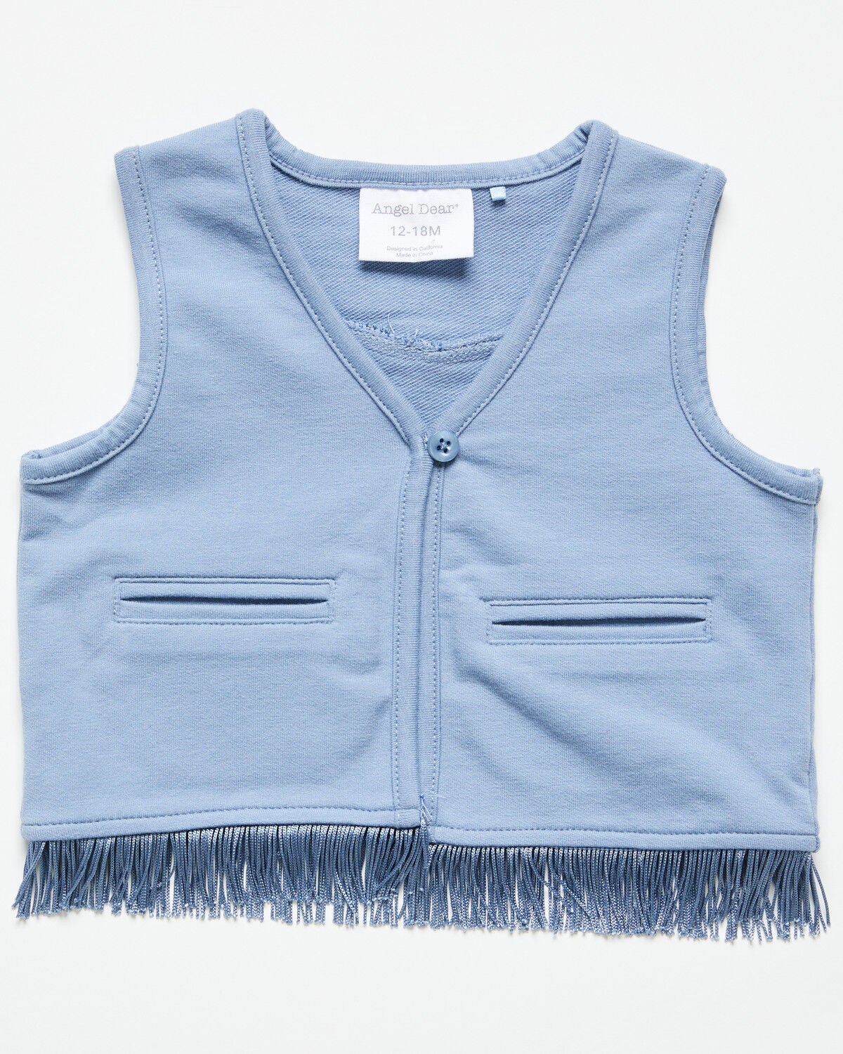 Angel Dear Infant Boys' French Terry Fringe Button Vest, Blue, hi-res
