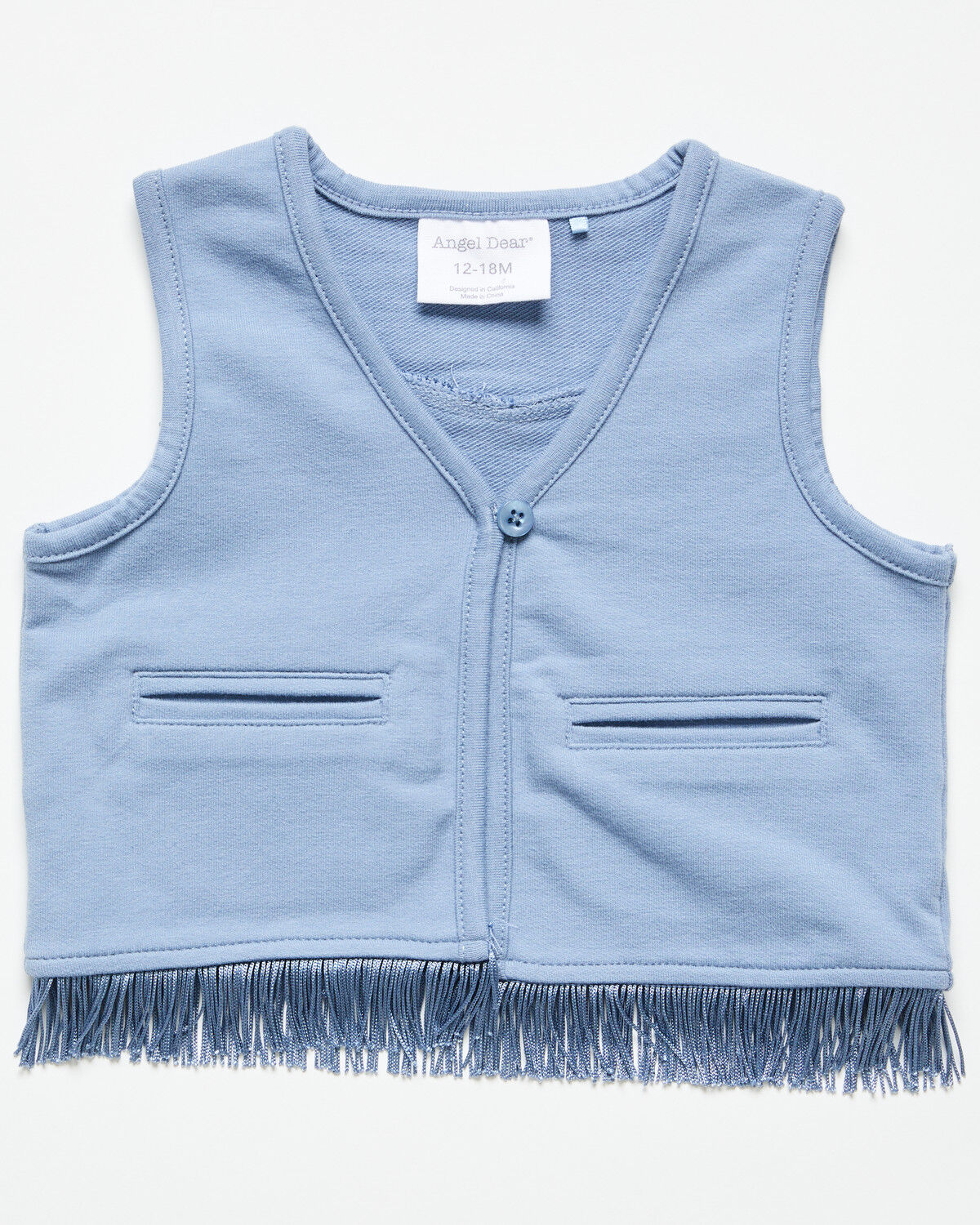 Image #1 - Angel Dear Infant Boys' French Terry Fringe Button Vest, Blue, hi-res