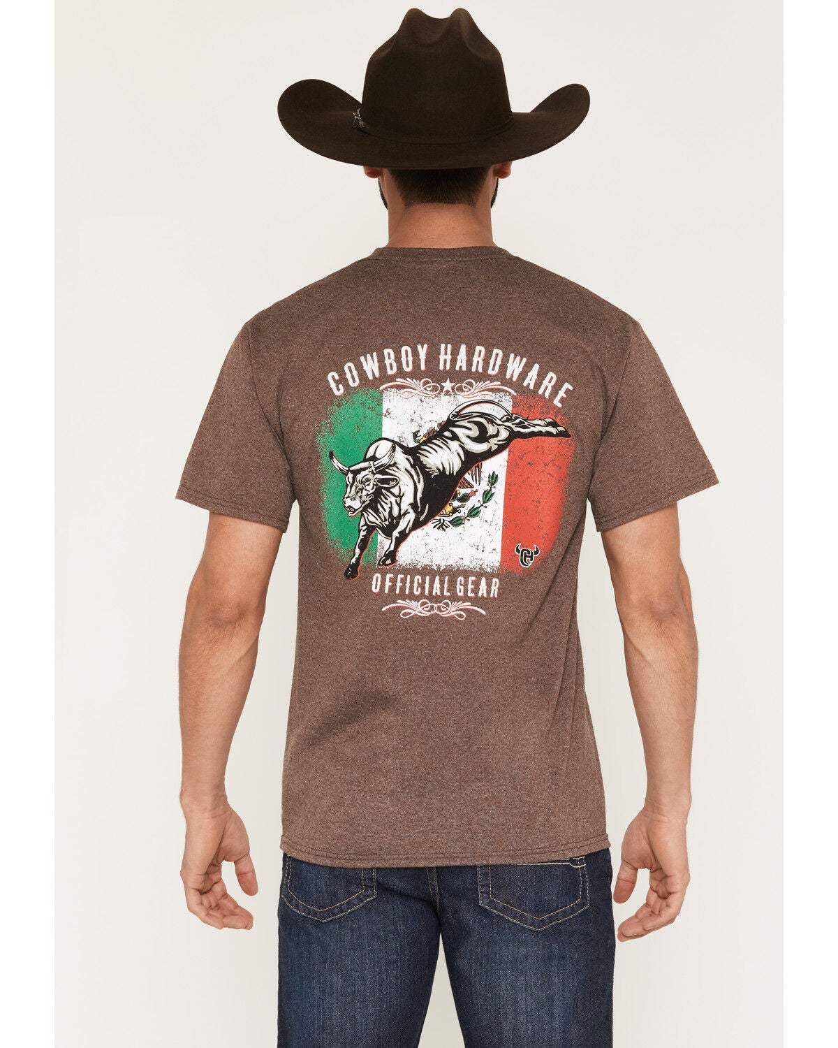 Cowboy Hardware Men's 8 Seconds Flag Short Sleeve Graphic T-Shirt, Dark Brown, hi-res