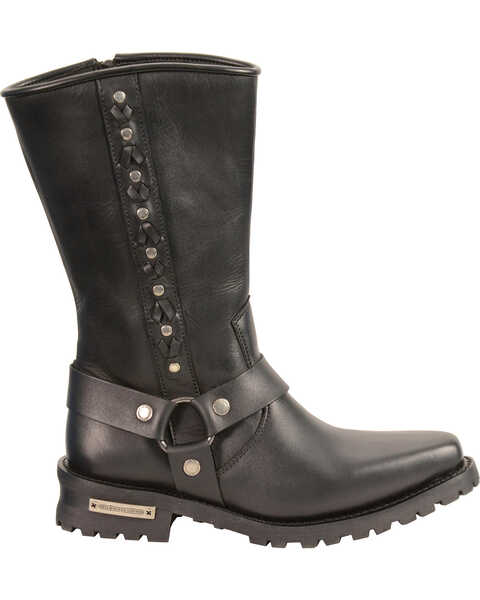 Image #3 - Milwaukee Leather Men's Braid & Rivet Harness Boots - Square Toe, Black, hi-res